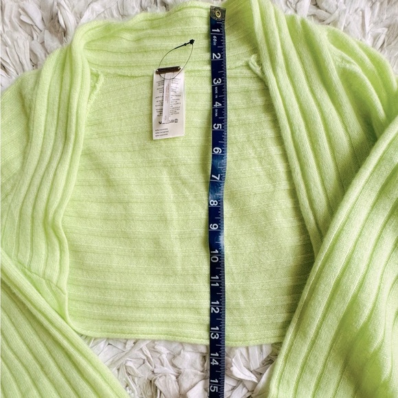 NWOT Free People Noelle Cashmere Shrug Lime Green Size Small - Picture 7 of 9